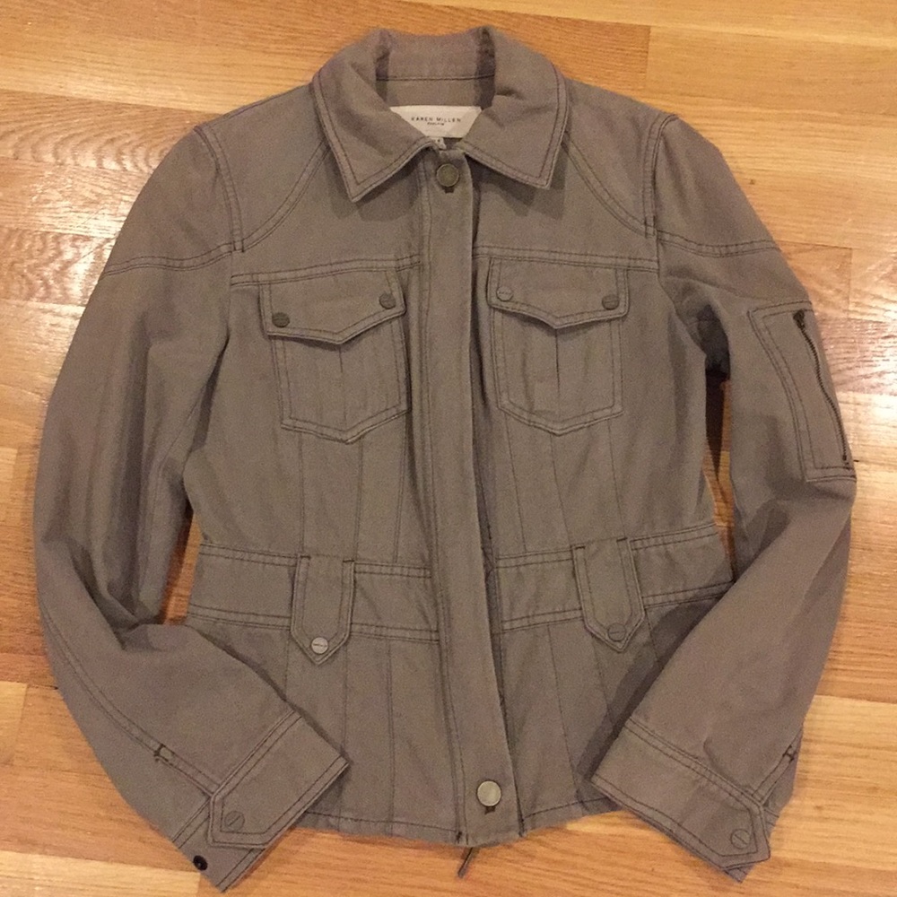 KAREN MILLEN JACKET BLAZER SIZE 6 Tan  100% Cotton